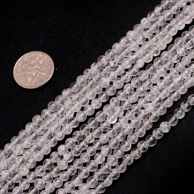 4mm Round Crackle Gemstone White Rock Quartz Beads Strand 15 Inches Jewelry Making Beads