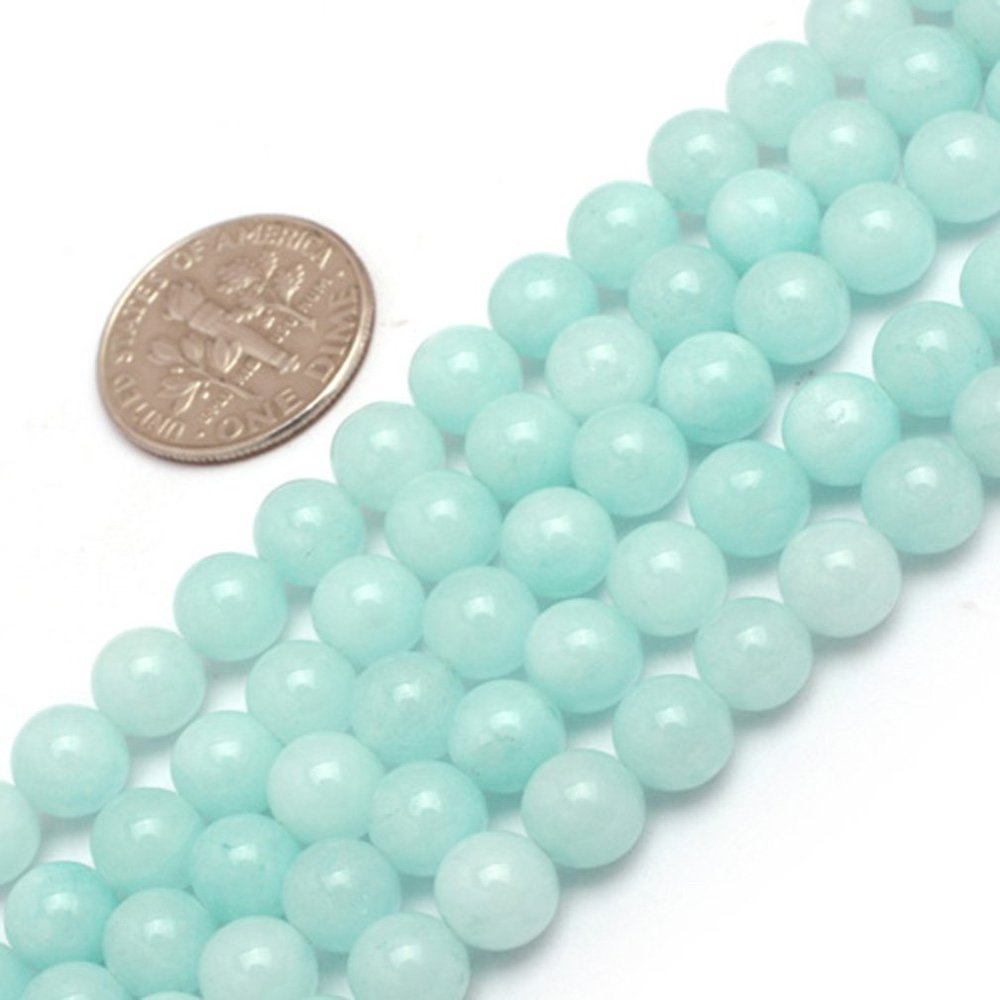 6mm Round Gemstone Sky Blue Jade Beads Strand 15 Inches Jewelry Making Beads