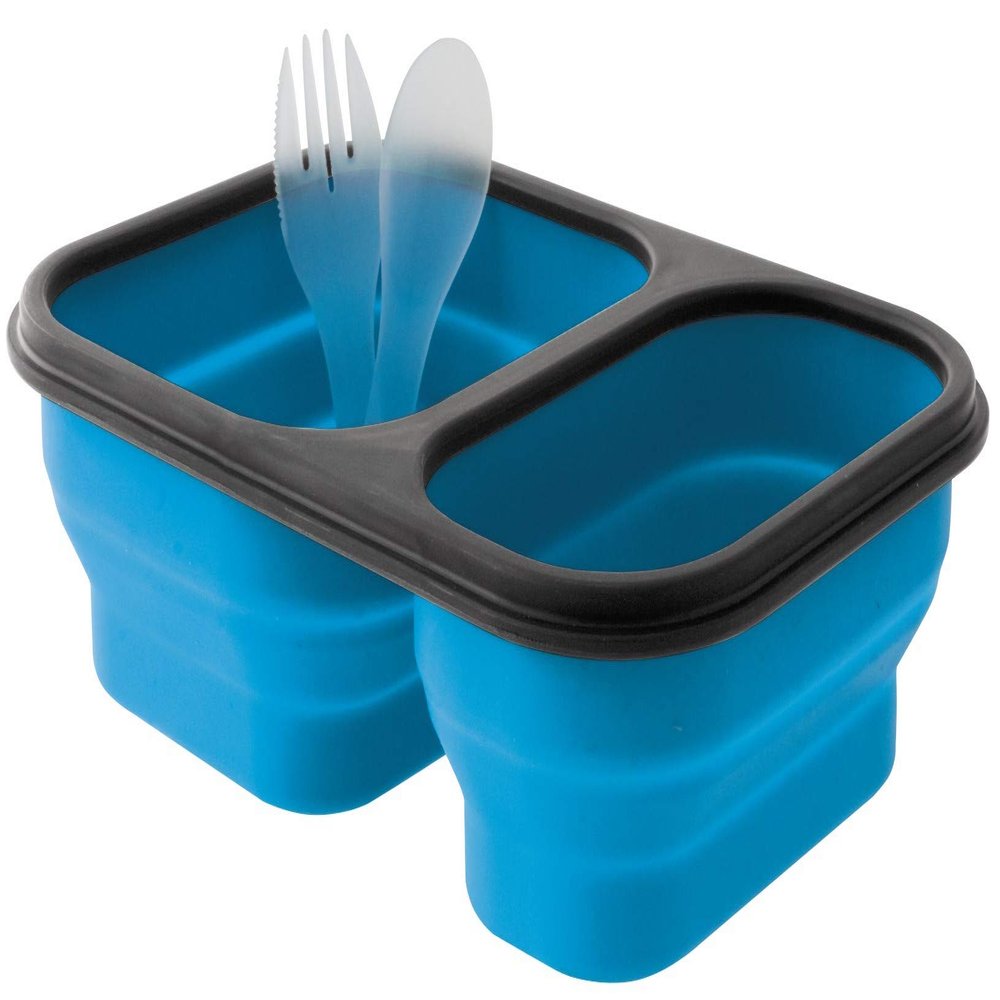lunch box foldable silicone 21 x 15 cm blue size M