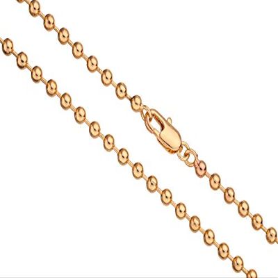 20Inch Necklace Ball Chain, Gold Finished 3.2mm Ball with Lobster Claw Clasp 2Chain
