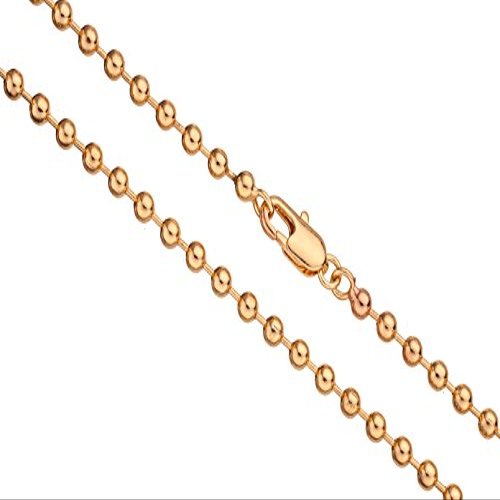20Inch Necklace Ball Chain, Gold Finished 3.2mm Ball with Lobster Claw Clasp 2Chain