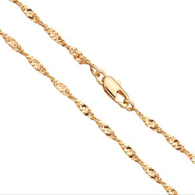 16Inch Necklace Twisted Flat Curb Chain with Lobster Claw Clasp 2chain