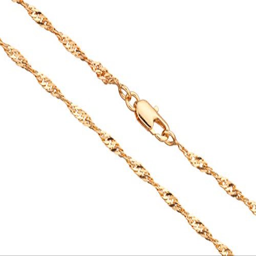 16Inch Necklace Twisted Flat Curb Chain with Lobster Claw Clasp 2chain