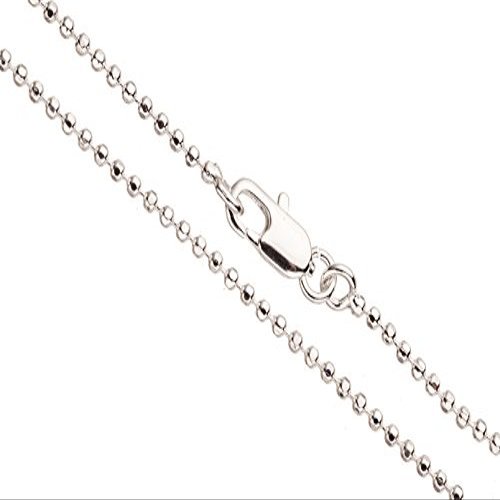 24Inch Necklace Ball Chain, Silver Plated 1.5mm Ball with Lobster Claw Clasp 2chain