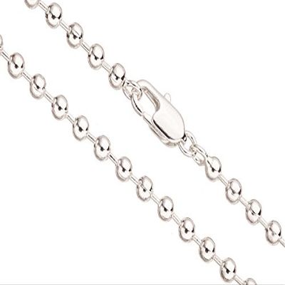 20Inch Necklace Ball Chain, Silver Plated 3.2mm Ball with Lobster Claw Clasp 1pcs