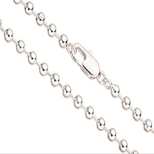20Inch Necklace Ball Chain, Silver Plated 3.2mm Ball with Lobster Claw Clasp 1pcs
