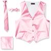 American Exchange Little Boys's' Satin 4 Piece Vest Set, Pink, 7 view 1