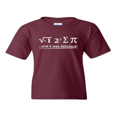 I 8 Sum Pi and It was Delicious Math Mathematics Novelty Youth Kids T-Shirt Tee (Large, Maroon)