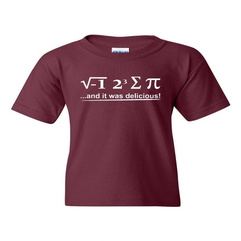 I 8 Sum Pi and It was Delicious Math Mathematics Novelty Youth Kids T-Shirt Tee (Large, Maroon)