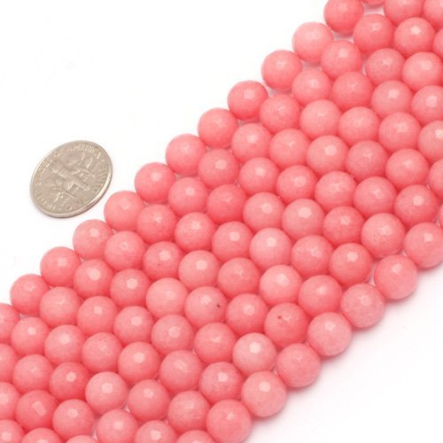 8mm Round Faceted Gemstone Pink Jade Beads Strand 15 Inch