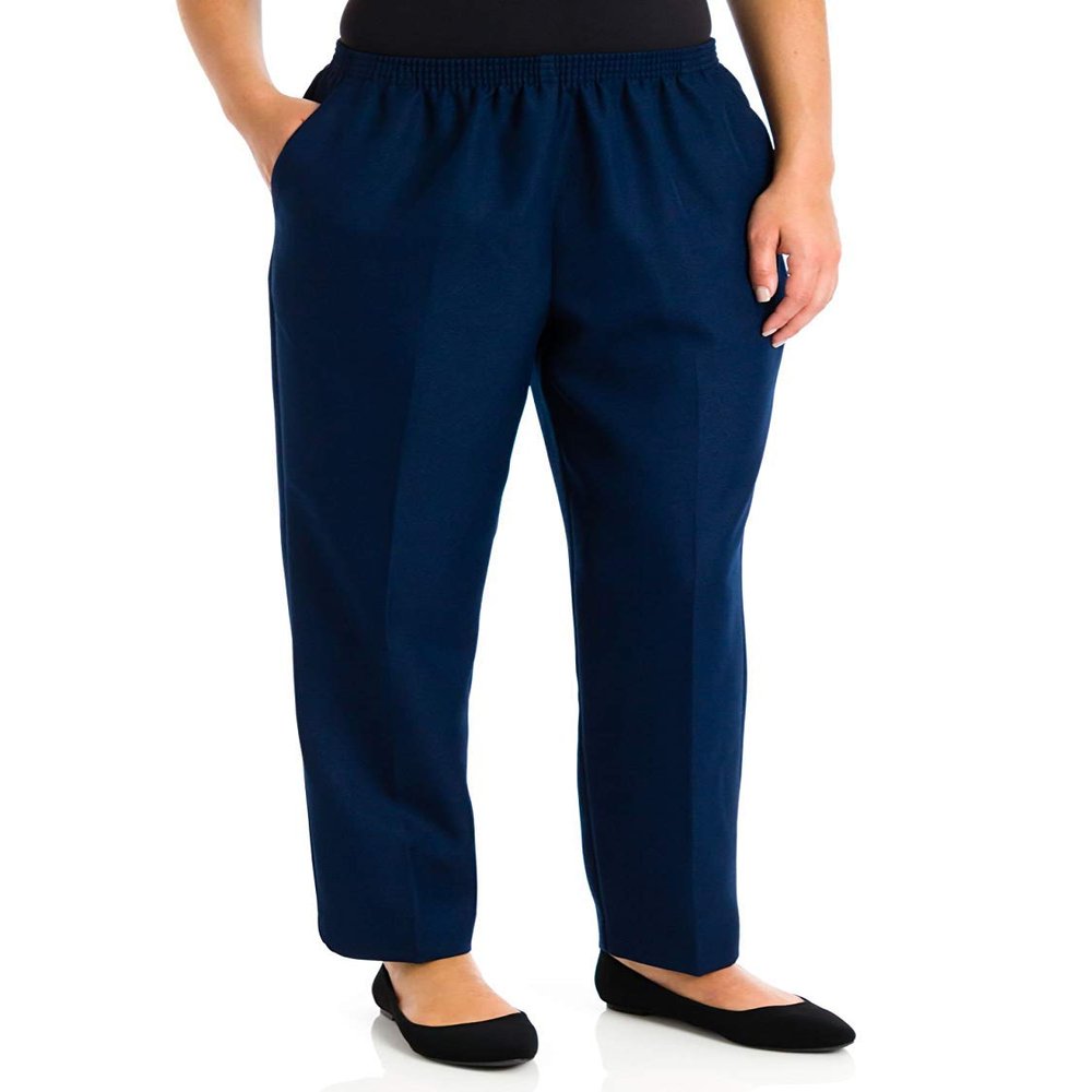 Alfred Dunner Women's Petite Polyester Pull-On Pants - Short Length, Navy, 10 Petite Short