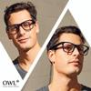 Classic Vintage Sunglasses 80's Style with Clear Lens Yellow Frame OWL . view 3