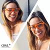 Classic Vintage Sunglasses 80's Style with Clear Lens Yellow Frame OWL . view 4