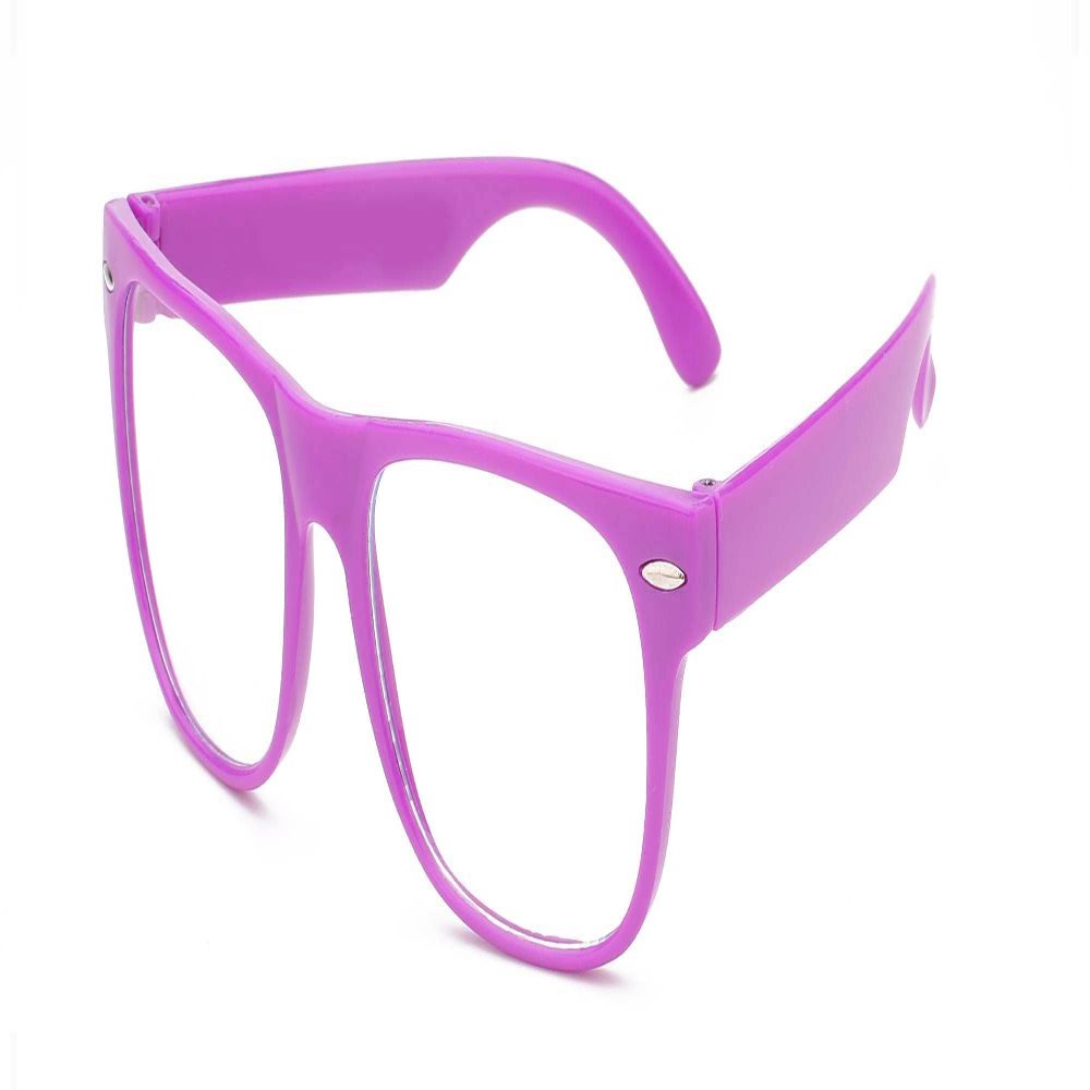 Clear Lens Classic Vintage Sunglasses Retro 80's Purple Frame Glasses