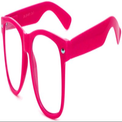 Classic Vintage Sunglasses Clear Lens Pink Color Frame Retro Style