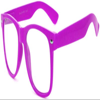 Clear Lens Classic Vintage Sunglasses Retro 80's Purple Frame for Women