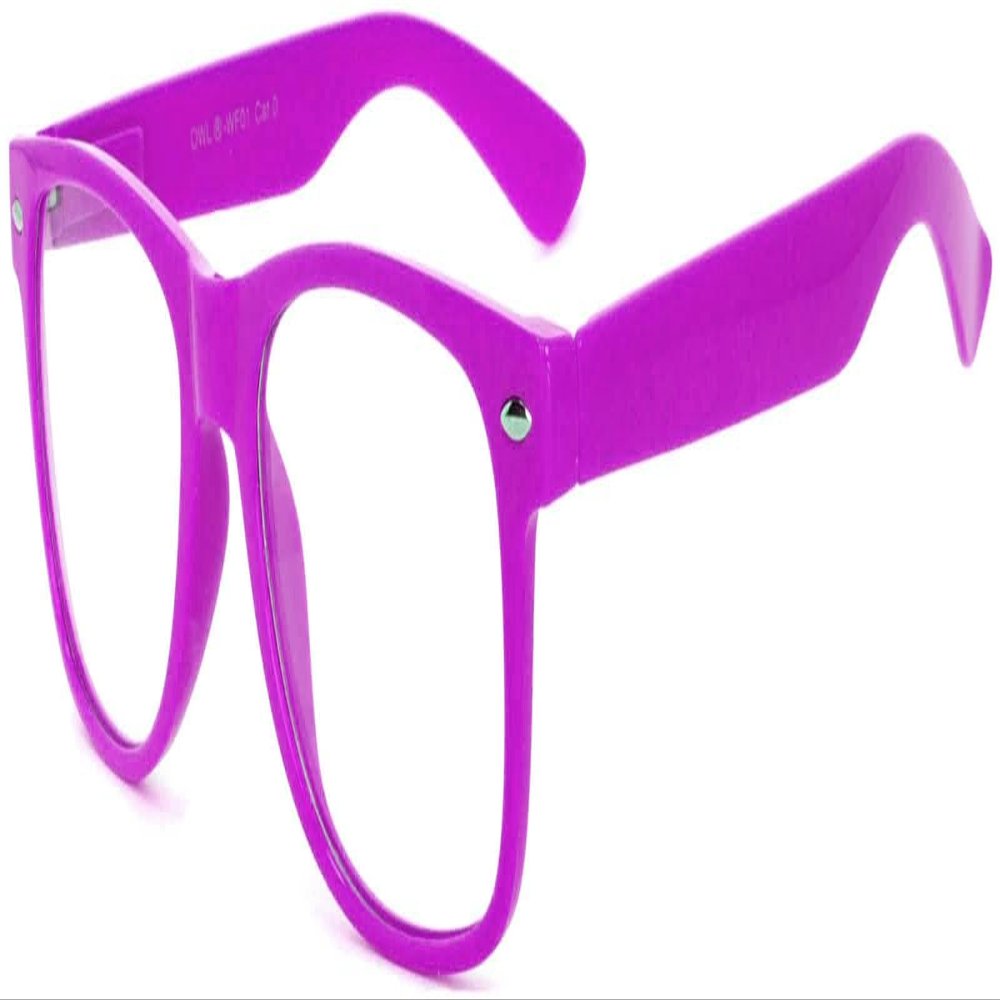 Clear Lens Classic Vintage Sunglasses Retro 80's Purple Frame for Women