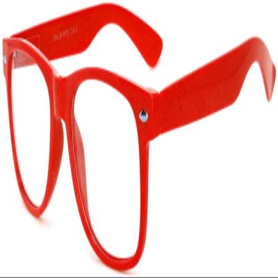 Classic Vintage Clear Lens Sunglasses Red Color Frame Retro 80's