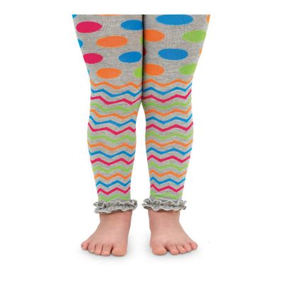 Jefferies Socks Girl's 2-6X Chevron Ruffle Footless Tights, Grey Heather, 2-4 Years