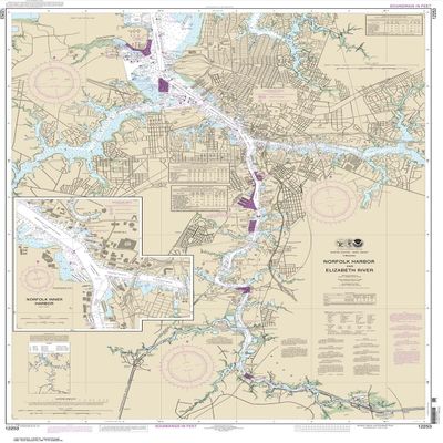 NOAA Chart 12253: Norfolk Harbor and Elizabeth River 34.6 x 43.7 (Traditional Paper)