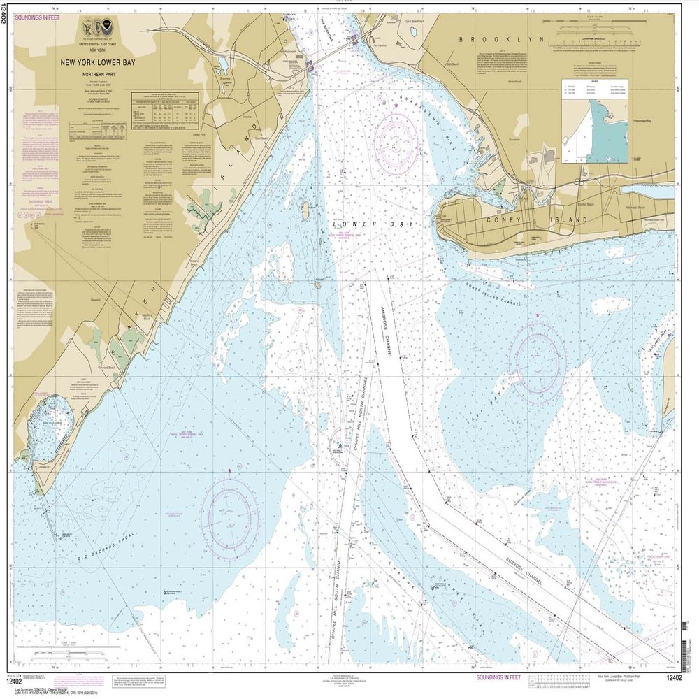NOAA Chart 12402: New York Lower Bay Northern Part 35.5 x 49.4 (Traditional Paper)