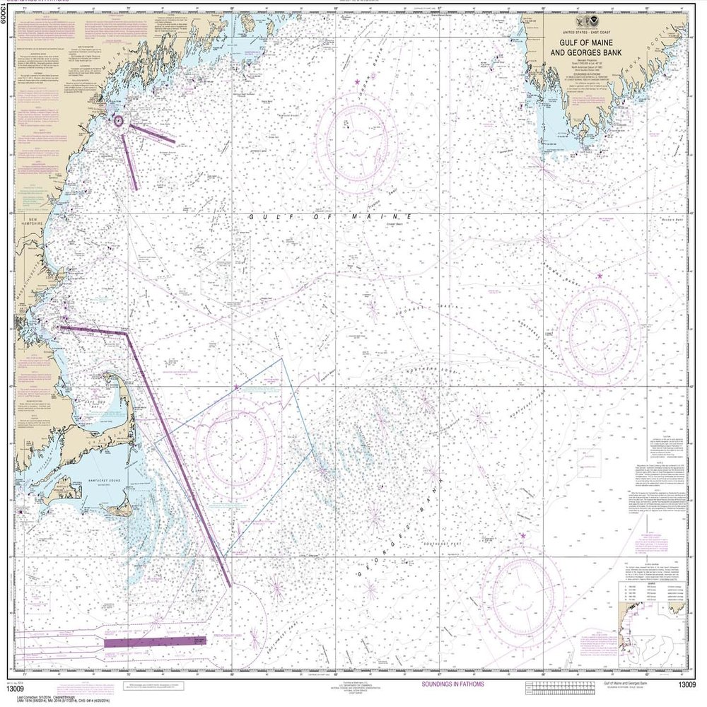 Paradise Cay Publications, Inc. NOAA Chart 13009: Gulf of Maine and Georges Bank 35.4 x 43.7 (Traditional Paper)