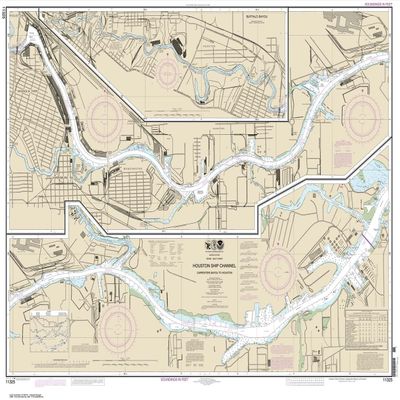 NOAA Chart 11325: Houston Ship Channel Carpenters Bayou to Houston, 34.7 X 45.2, Traditional Paper