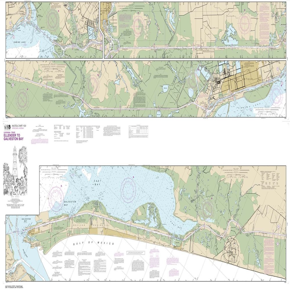 Paradise Cay Publications NOAA Chart 11331: Intracoastal Waterway Ellender to Galveston Bay, 36.2 X 60, Traditional Paper