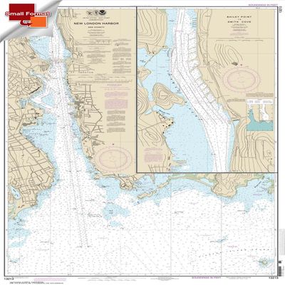 Paradise Cay Publications, Inc. NOAA Chart 13213: New London Harbor and Vicinity; Bailey Point to Smith Cove 21.00 x 31.80 (Small Format Waterproof)