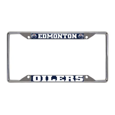 FANMATS 17020 Edmonton Oilers Chrome Metal License Plate Frame, Team Colors, 6.25in x 12.25in