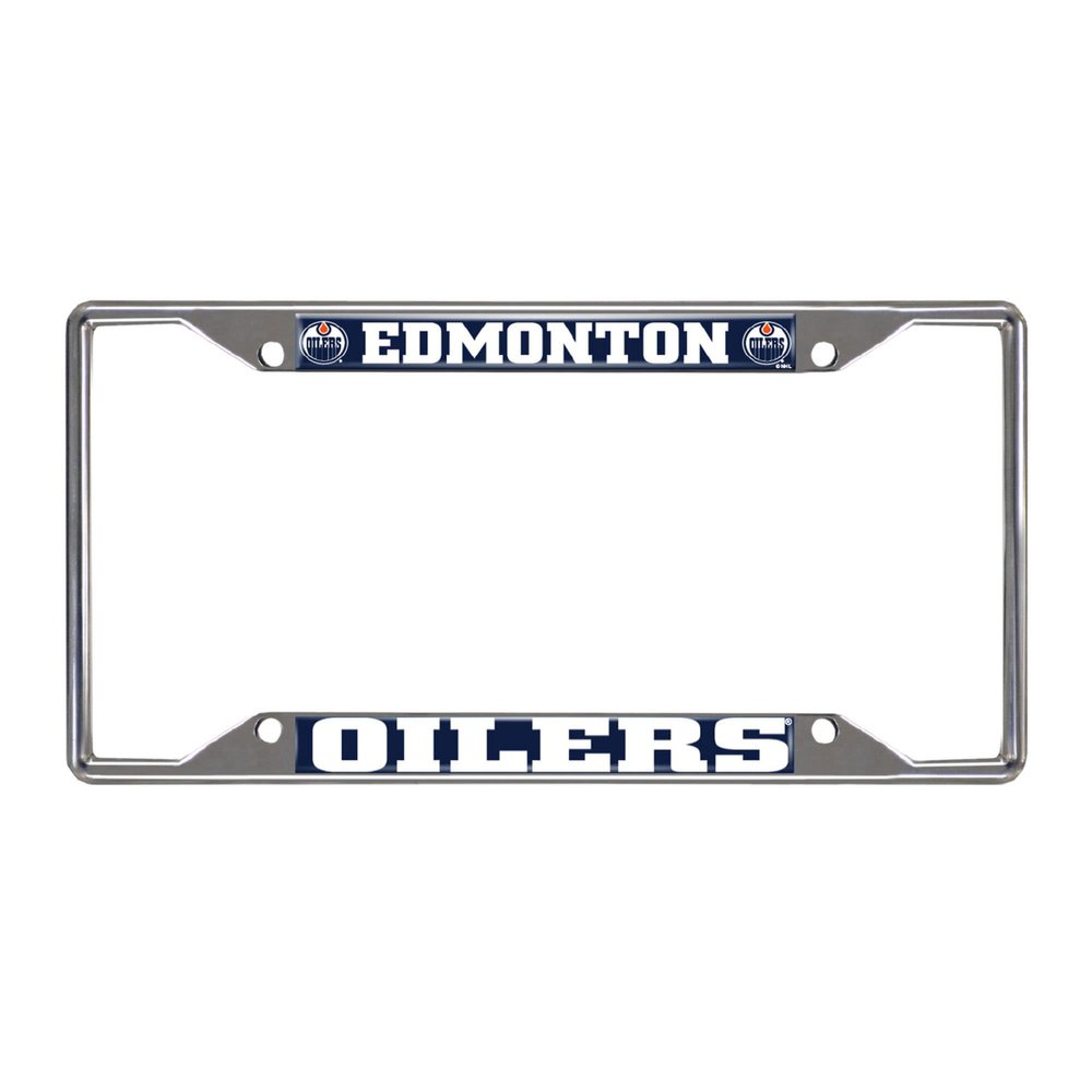 FANMATS 17020 Edmonton Oilers Chrome Metal License Plate Frame, Team Colors, 6.25in x 12.25in