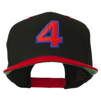 Arial Number 4 Embroidered Classic Two Tone Cap - Black Red OSFM