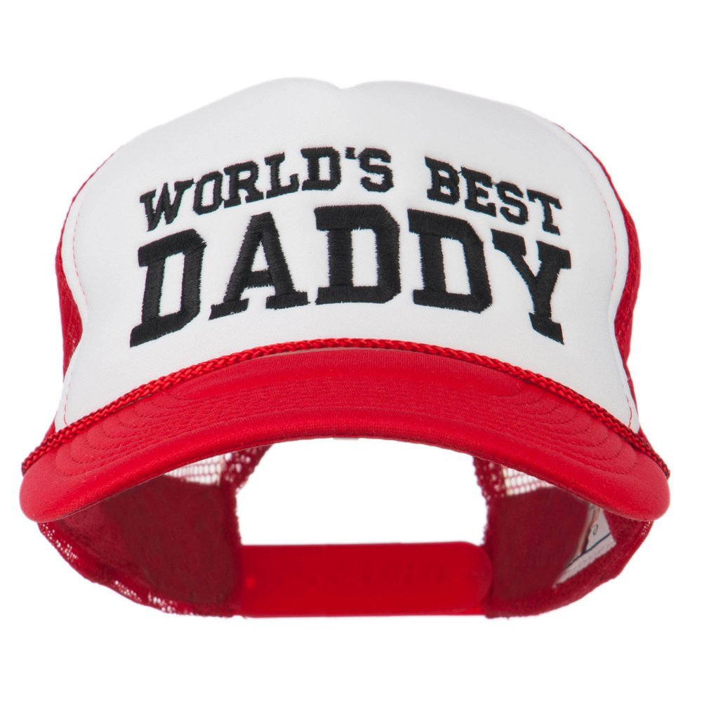 World's Best Daddy Embroidered Foam Mesh Back Cap - Red White Red OSFM