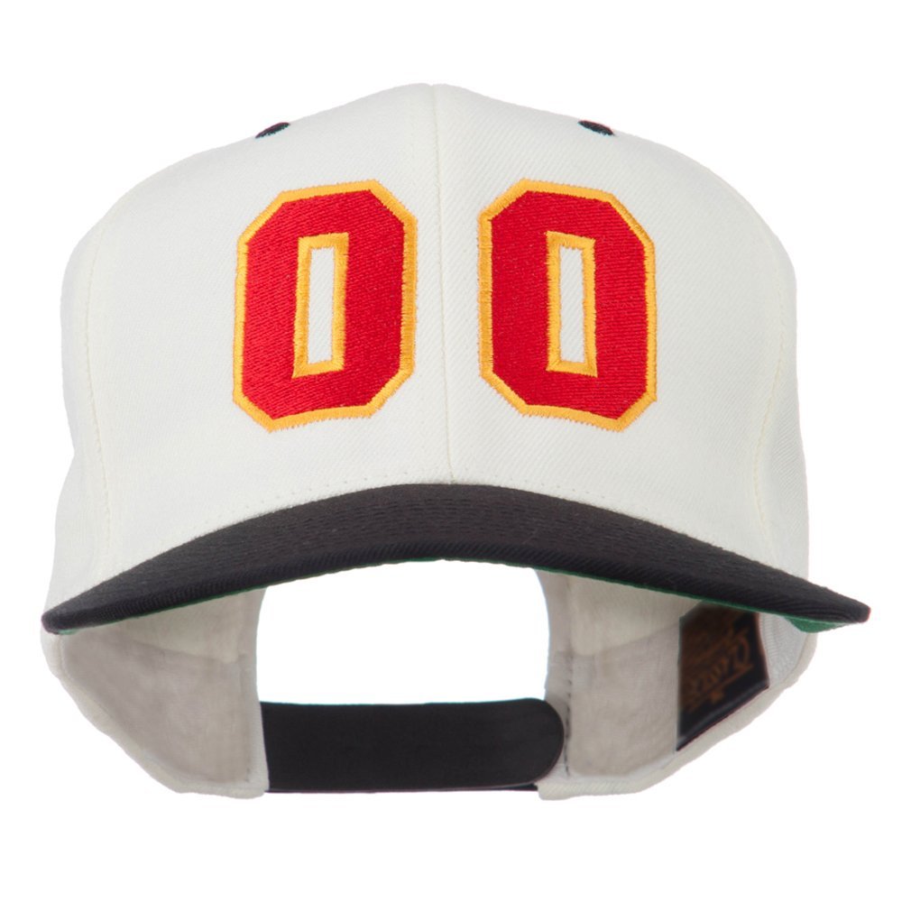 Athletic Number 00 Embroidered Classic Two Tone Cap - Natural Black OSFM
