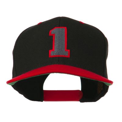 Athletic Number 1 Embroidered Classic Two Tone Cap - Black Red OSFM