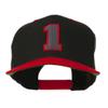 Athletic Number 1 Embroidered Classic Two Tone Cap - Black Red OSFM view 1