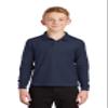 Port Authority Youth Long Sleeve Silk Touch Polo. Y500LS, Navy, XS view 1