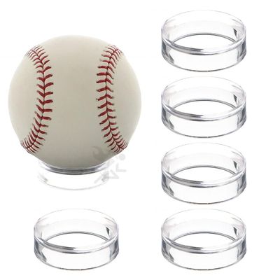 Clear Round 1-5/8" x 1/2" Beveled Ring Display Stand Pedestal for Baseballs, Large Decorative Eggs, 6 Pack