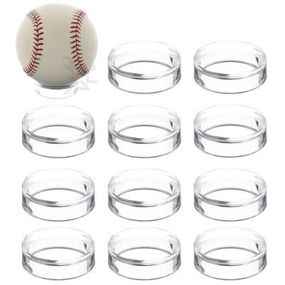 (12) Clear Round Large 1-5/8" Beveled Ring Display Stand Pedestal for Golf Ball Baseball Soccer Volleyball Softball Eggs Spheres Puzzle Balls