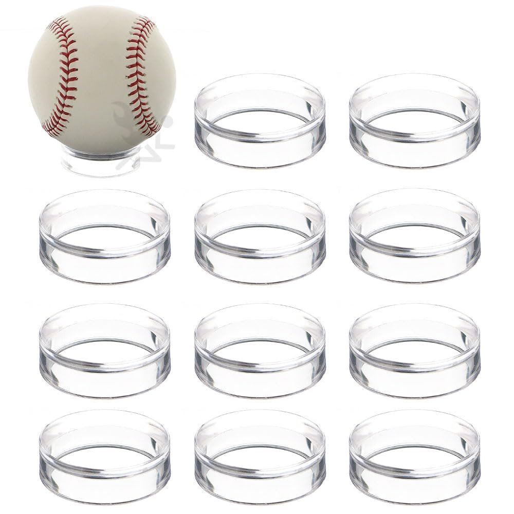 (12) Clear Round Large 1-5/8" Beveled Ring Display Stand Pedestal for Golf Ball Baseball Soccer Volleyball Softball Eggs Spheres Puzzle Balls
