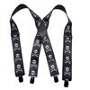 Holdup Suspender Company 2" wide Biker Skull & Crossbones Suspenders for Men with Patented Jumbo black metal no-slip Clips view 1