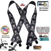 Holdup Suspender Company 2" wide Biker Skull & Crossbones Suspenders for Men with Patented Jumbo black metal no-slip Clips view 3