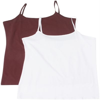 2 Pack Active Basic Women's Plus Size Basics Tank Top 2X White, Brown