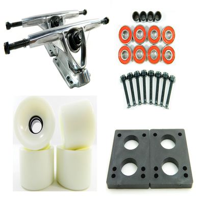 180mm Polished Trucks 70mm Wheels Combo (Solid White)
