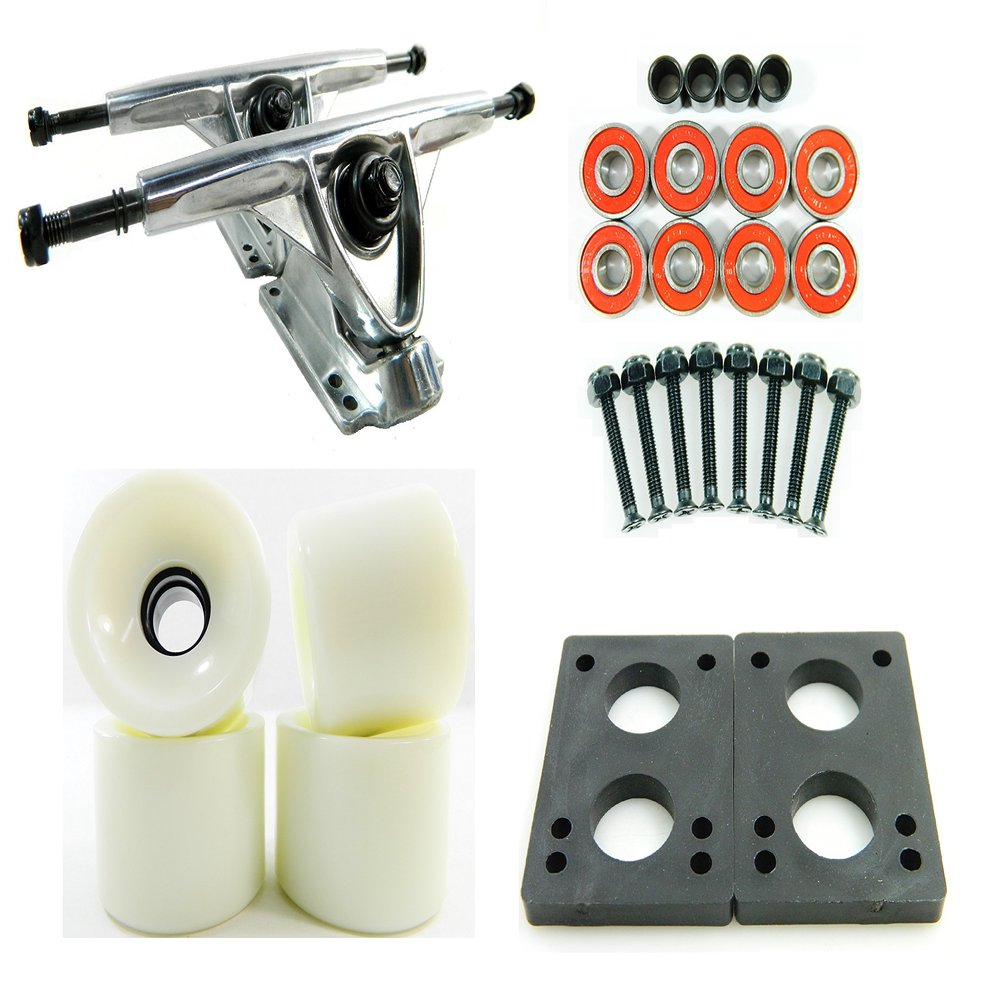180mm Polished Trucks 70mm Wheels Combo (Solid White)