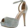 DeBlossom Blossom Womens Vice-126 Bridal Formal Evening Party Ankle Strap High Heel Peep Toe Glitter Sandal,Silver,6