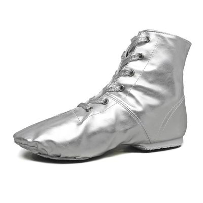 MSMAX Jazz Dance Shoes for Girls PU Costume Boots for Boys Silver 13.5 Little Kid