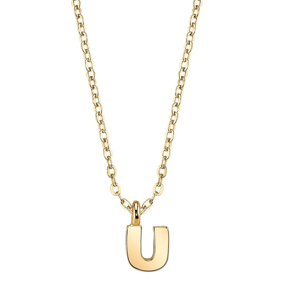 1928 Jewelry Women's 14K Gold Dipped Minimalist Initial U Dainty Pendant Necklace, 20"
