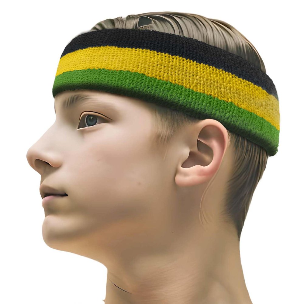 Couver Jamaica Saint Kitts and Nevis Country Flag Color Cotton Sports Headband, 1 Piece