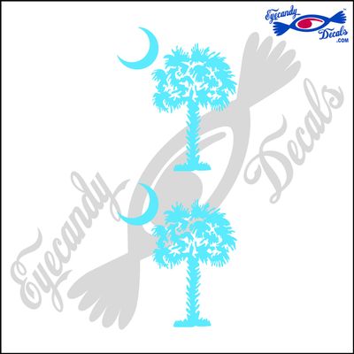 Eyecandy Decals South Carolina Palmetto Moon (Detailed Style) 3" Decal Sticker 2 Pack Light Blue